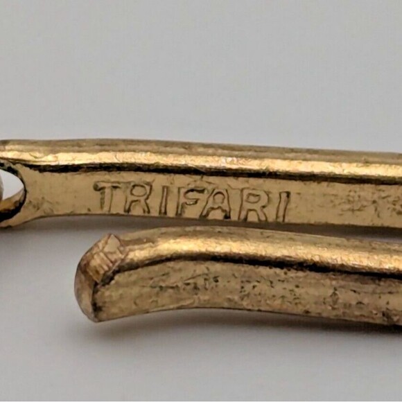 Vintage 1940s Trifari Gold Tone Collar Chain Necklace With Tassel 16" - Picture 12 of 15